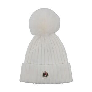 Moncler Women Logo Beanie With Pon Pon